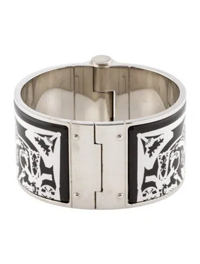 Pre-owned Hermes Enamel Extra Wide Hinged Bracelet, 6.75" In Multi