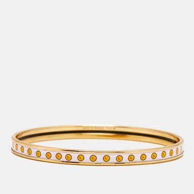 Pre-owned Hermes Hermès Enamel Gold Plated Narrow Bangle Bracelet