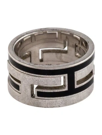 Pre-owned Hermes Enamel H Moveable Ring In Black