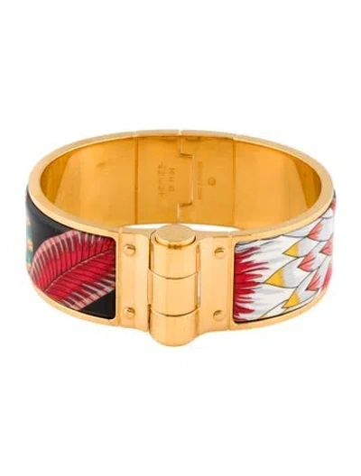 Pre-owned Hermes Enamel Hinged Bracelet, 6.25" In Multi