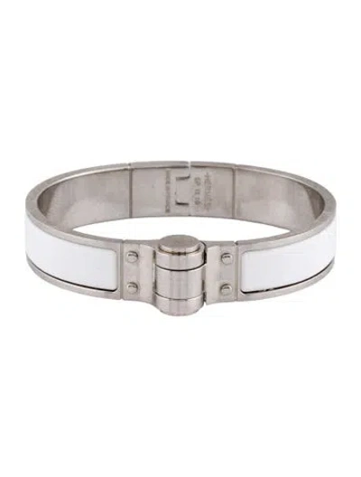 Pre-owned Hermes Enamel Hinged Narrow Bangle Bracelet, 6.5" In Multi