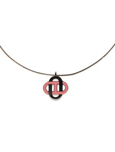 Pre-owned Hermes Enamel Isatis Pendant Necklace, 16.5" In Pink