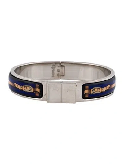 Pre-owned Hermes Enamel Loquet Bangle Bracelet, 6.25" In Multi