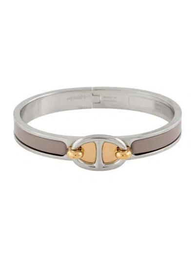 Pre-owned Hermes Enamel Mini Clic Chaine D' Ancre Bracelet, 6" In Multicolor