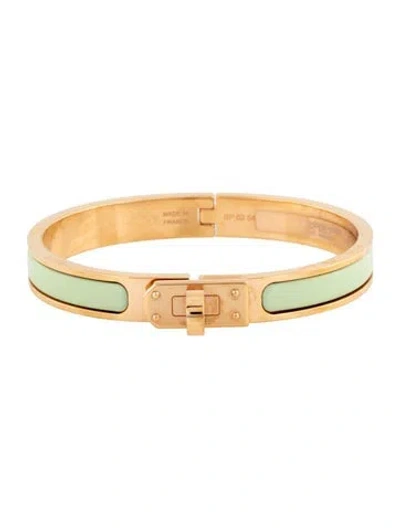 Pre-owned Hermes Enamel Mini Clic Kelly Bangle Bracelet, 6" In Multi