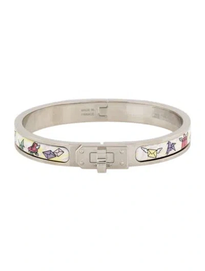 Pre-owned Hermes Enamel Mini Clic Kelly Bangle Bracelet, 6.25" In Multicolor