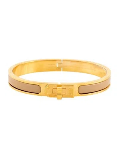 Pre-owned Hermes Enamel Mini Clic Kelly Bangle Bracelet, 6.75" In Multi