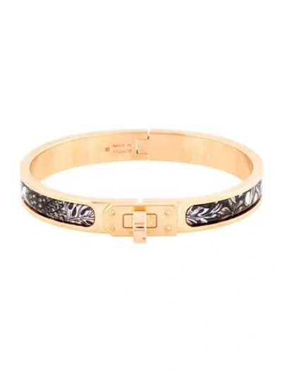 Pre-owned Hermes Enamel Mini Clic Kelly Bracelet, 6.25" In Black/blue/brown