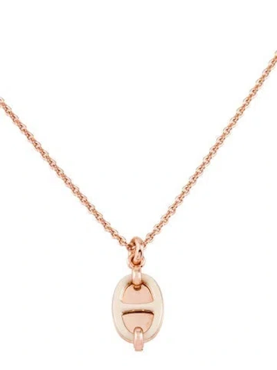 Pre-owned Hermes Enamel Mini Maillon Pendant Necklace, 19" In Multi