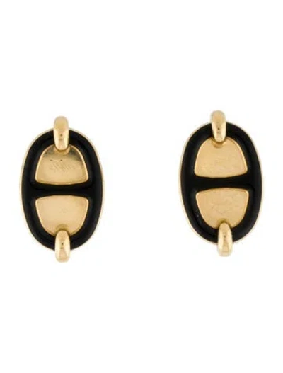 Pre-owned Hermes Enamel Mini Maillon Stud Earrings In Multi