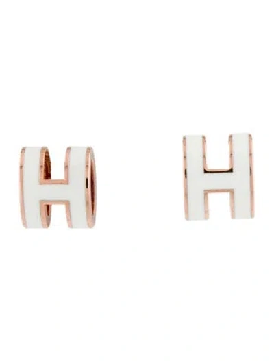 Pre-owned Hermes Enamel Mini Pop H Earrings In Multi