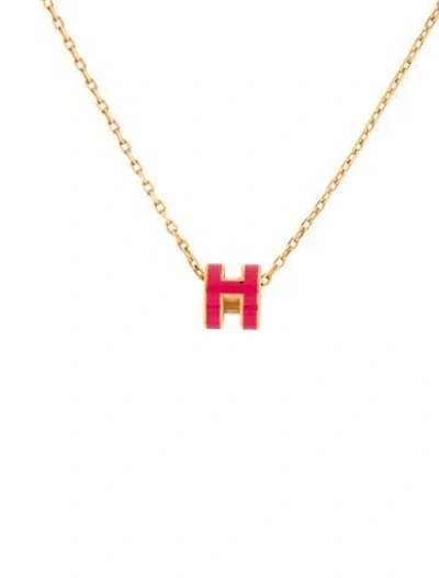 Pre-owned Hermes Enamel Mini Pop H Pendant Necklace, 15.75" In Multi