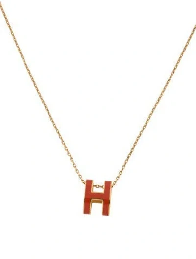 Pre-owned Hermes Enamel Mini Pop H Rocabar Pendant Necklace, 16" In Multi