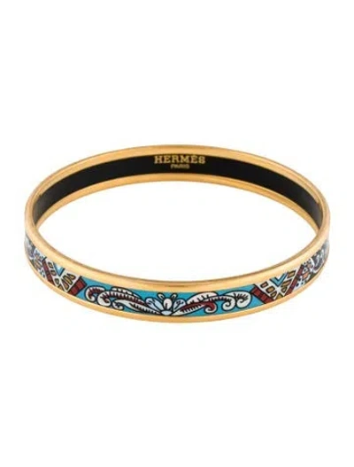 Pre-owned Hermes Enamel Narrow Bangle, 7.5" In Multi