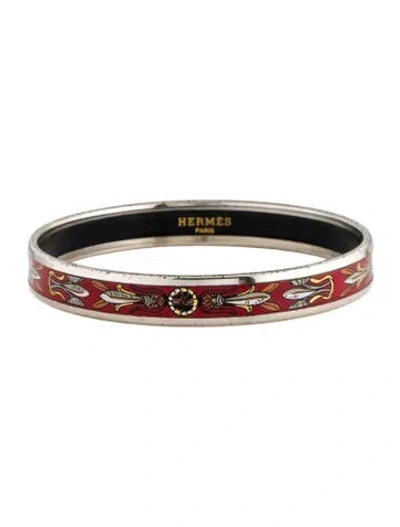 Pre-owned Hermes Enamel Narrow Bangle Bracelet, 7.5" In Multi