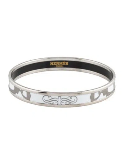 Pre-owned Hermes Enamel Narrow Bangle Bracelet, 7.5" In Multi
