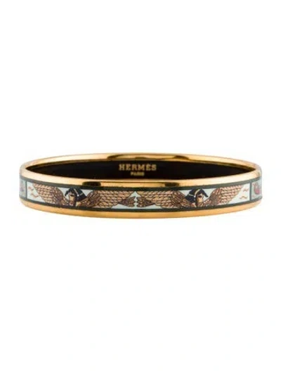 Pre-owned Hermes Enamel Narrow Bangle Bracelet, 7.5" In Multi