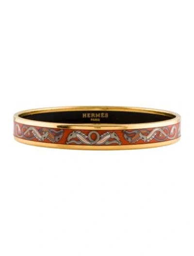 Pre-owned Hermes Enamel Narrow Bangle Bracelet, 7.5" In Multi