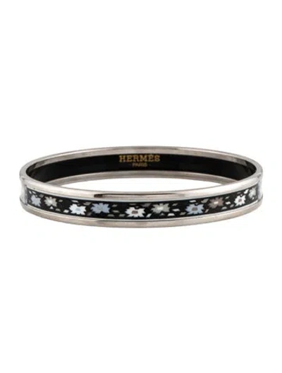 Pre-owned Hermes Enamel Narrow Bangle Bracelet, 7.5" In Multicolor