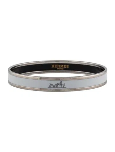 Pre-owned Hermes Enamel Narrow Bangle Bracelet, 7.5" In Multicolor
