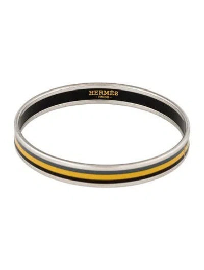 Pre-owned Hermes Enamel Narrow Bangle Bracelet, 7.75" In Multi
