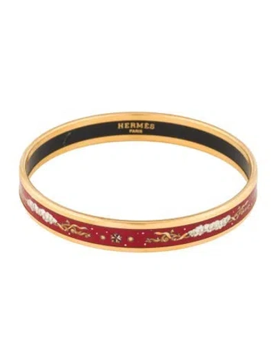 Pre-owned Hermes Enamel Narrow Bangle Bracelet, 7.75" In Multi
