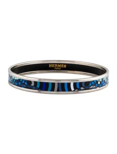 Pre-owned Hermes Enamel Narrow Bangle Bracelet, 7.75" In Multi
