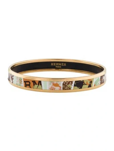 Pre-owned Hermes Enamel Narrow Bangle Bracelet, 7.75" In Multi