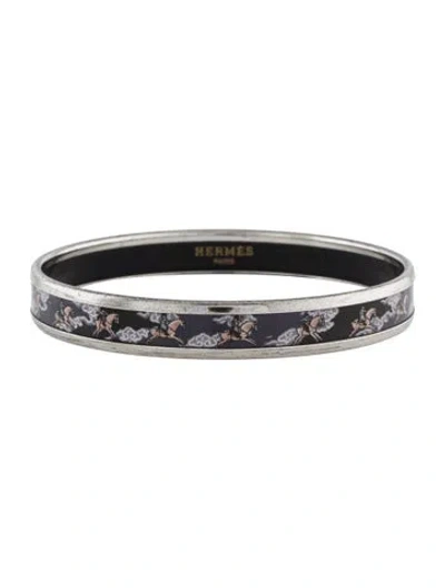 Pre-owned Hermes Enamel Narrow Bangle Bracelet, 7.75" In Multi