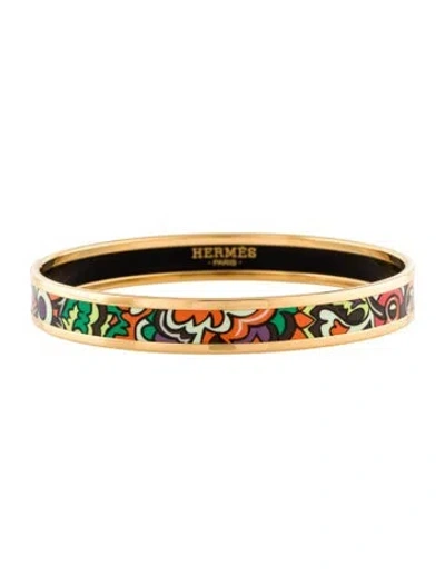 Pre-owned Hermes Enamel Narrow Bangle Bracelet, 7.75" In Multi