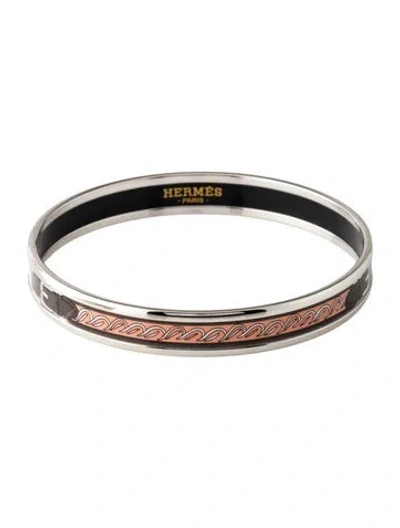 Pre-owned Hermes Enamel Narrow Bangle Bracelet, 7.75" In Multi