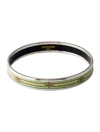 Pre-owned Hermes Enamel Narrow Bangle Bracelet, 7.75" In Multi