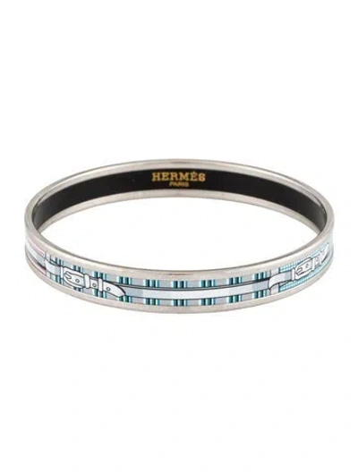 Pre-owned Hermes Enamel Narrow Bangle Bracelet, 7.75" In Multi