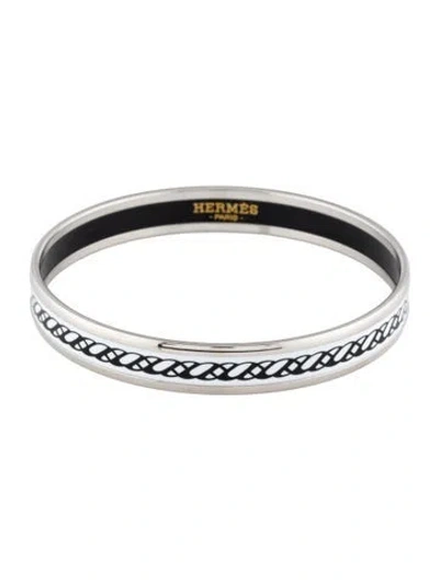 Pre-owned Hermes Enamel Narrow Bangle Bracelet, 7.75" In Multi