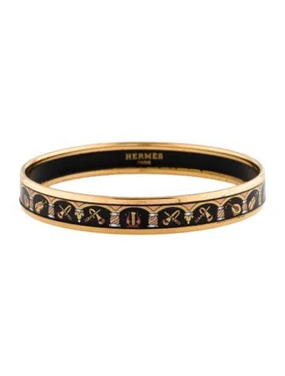 Pre-owned Hermes Enamel Narrow Bangle Bracelet, 7.75" In Multi
