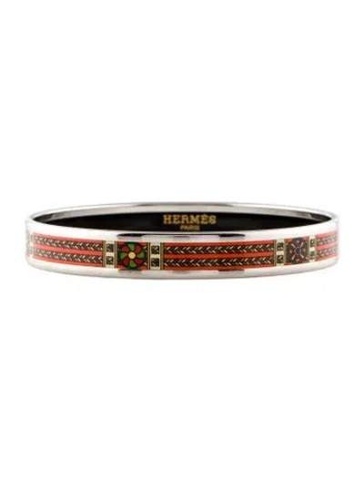 Pre-owned Hermes Enamel Narrow Bangle Bracelet, 7.75" In Multi