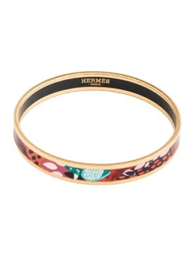Pre-owned Hermes Enamel Narrow Bangle Bracelet, 7.75" In Multi