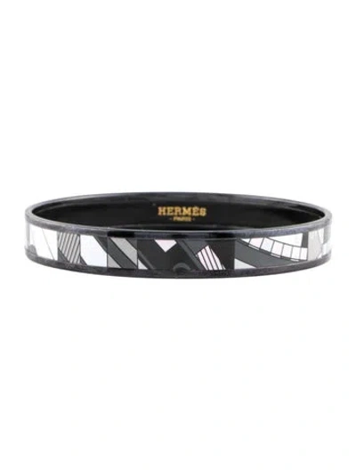 Pre-owned Hermes Enamel Narrow Bangle Bracelet, 8.25" In Multi