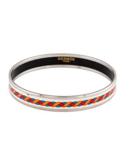 Pre-owned Hermes Enamel Narrow Bangle Bracelet, 8.25" In Multi