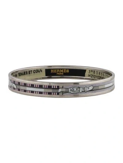 Pre-owned Hermes Enamel Narrow Bangle Bracelet In Multi
