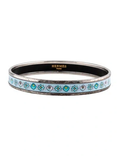 Pre-owned Hermes Enamel Narrow Bangle Bracpallelet, 8.25" In Multi