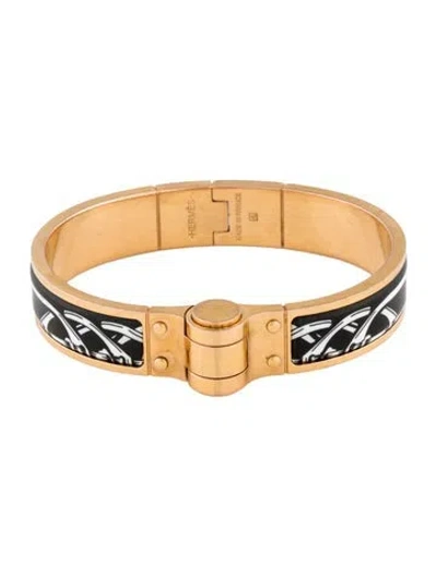 Pre-owned Hermes Enamel Narrow Hinge Bangle Bracelet, 6" In Multi