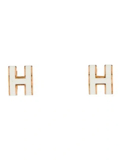Pre-owned Hermes Enamel Pop H Stud Earrings In Multi