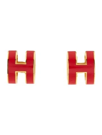 Pre-owned Hermes Enamel Pop H Stud Earrings In Multicolor