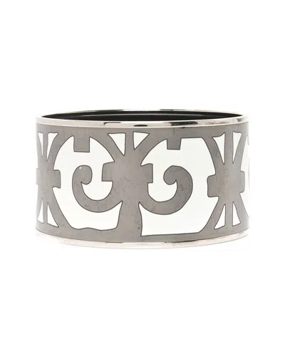 Pre-owned Hermes Hermès Enamel Printed Extra Wide Balcons Du Guadalquivir Bracelet 70  (authentic Pre-loved)