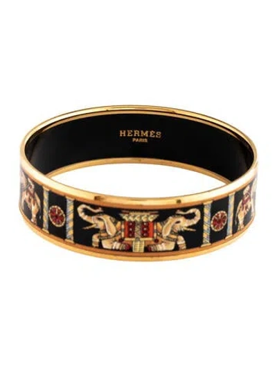 Pre-owned Hermes Enamel Torana Wide Bangle Bracelet, 7.5" In Multi