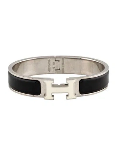 Pre-owned Hermes Enamel Turnlock Bangle Bracelet, 6.25" In Multi
