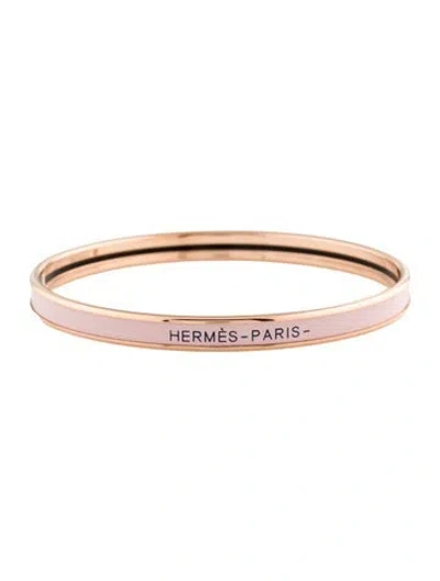 Pre-owned Hermes Enamel Uni Bangle Bracelet, 7.5" In Pink