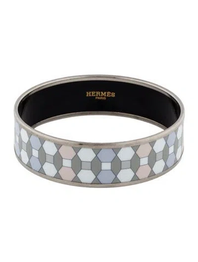 Pre-owned Hermes Enamel Wide Bangle, 7.5" In Multi