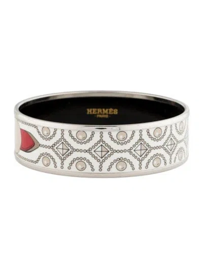 Pre-owned Hermes Enamel Wide Bangle Bracelet, 7" In Multi
